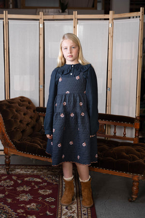 VINA PINAFORE  DRESS - NAVY DRESS