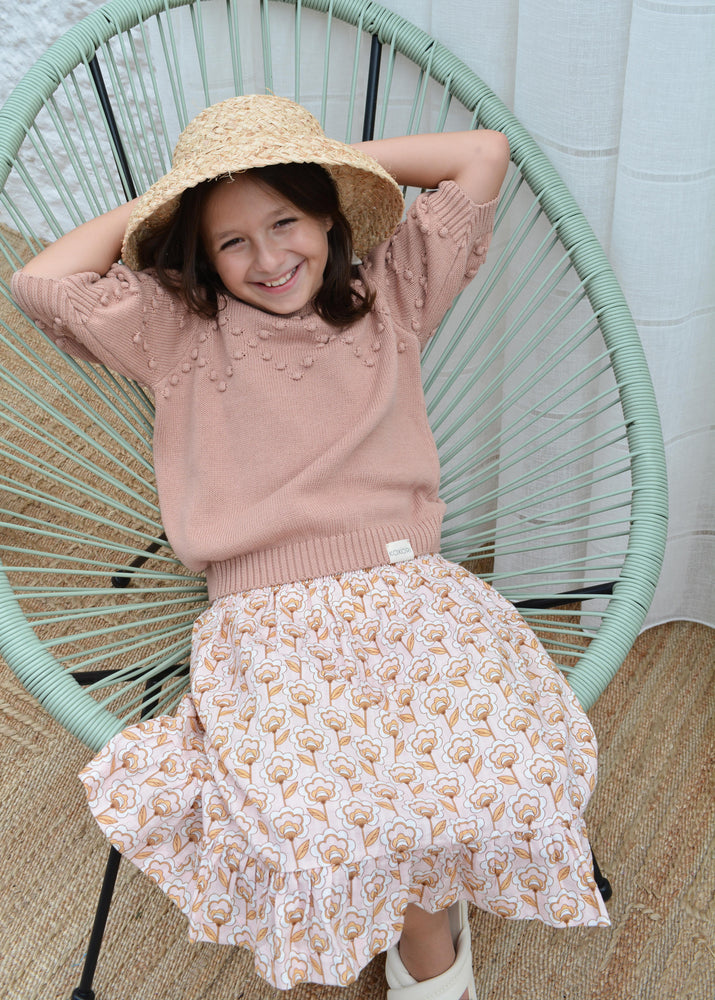 Girls Blouse, Pompom Nude - KOKORI Kids