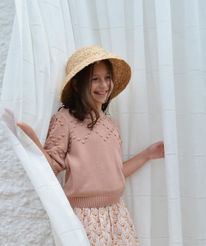 Girls Blouse, Pompom Nude - KOKORI Kids