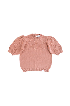 Girls Blouse, Pompom Nude - KOKORI Kids