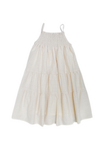 Girls Maxi Dress, Ege pompom Beige - KOKORI Kids