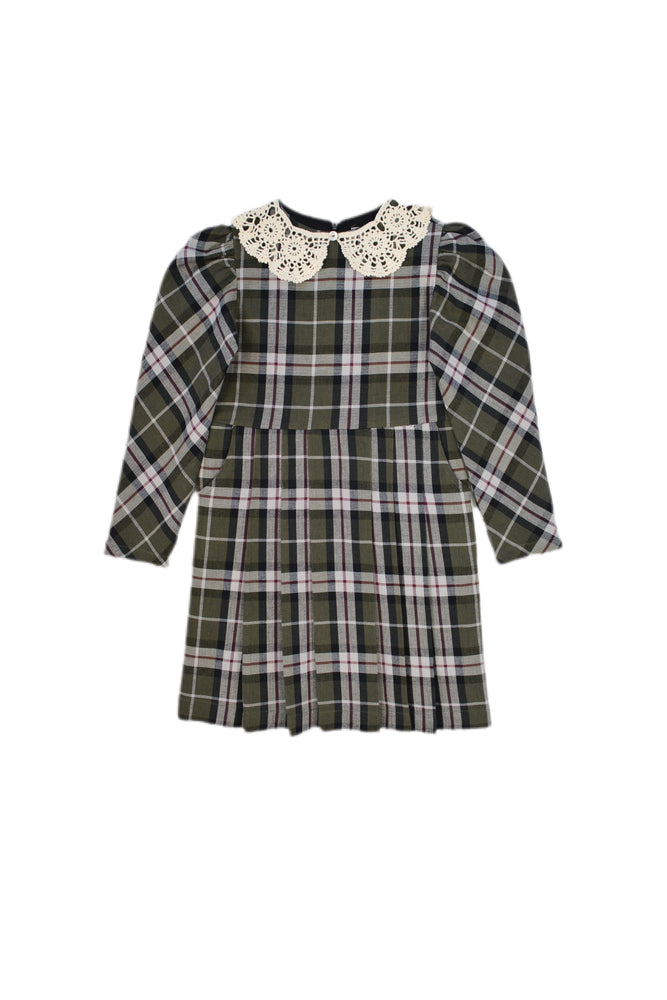 GIRLS DRESS, ALARA DRESS KHAKI BLACK - KOKORI Kids